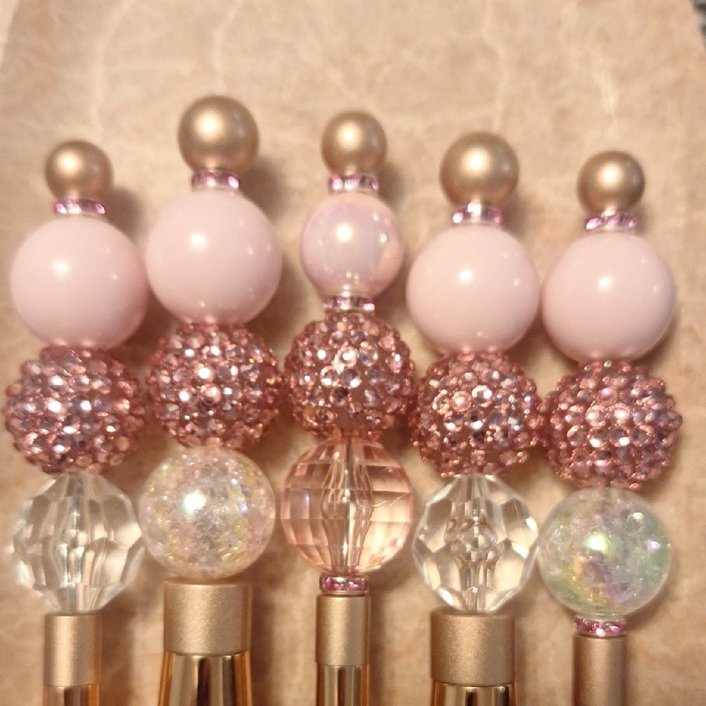 Elegant Pink and Gold Makeup Brush Set - Picture 2 of 4